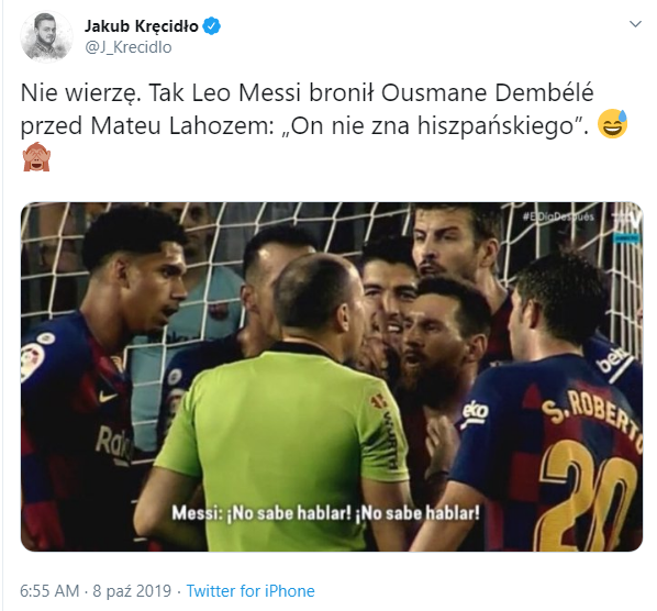 TYMI SŁOWAMI Messi bronił Ousmane'a Dembélé przed Mateu Lahozem xD